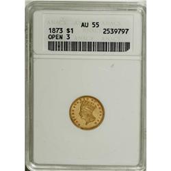 1873 G$1 Open 3 AU55 ANACS