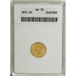 1874 G$1 AU55 ANACS