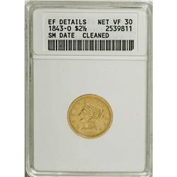 1843-O $2 1/2 Small Date, Crosslet 4 VF30 ANACS