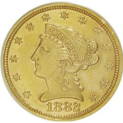 1882 $2 1/2 AU58 PCGS