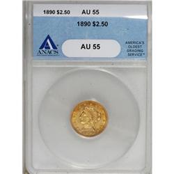 1890 $2 1/2 AU55 ANACS