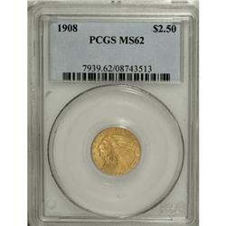 1908 $2 1/2 MS62 PCGS