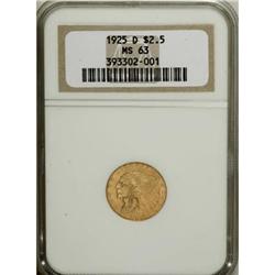 1925-D $2 1/2 MS63 NGC