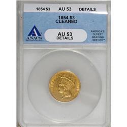 1854 $3 AU53 ANACS