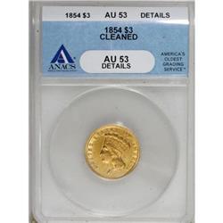 1854 $3 AU53 ANACS