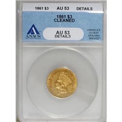 1861 $3 AU53 ANACS