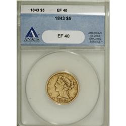 1843 $5 XF40 ANACS