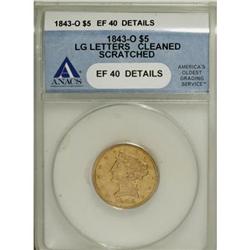 1843-O $5 Large Letters XF40 ANACS