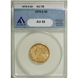 1878-S $5 AU58 ANACS