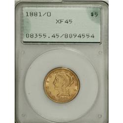 1881/0 $5 XF45 PCGS