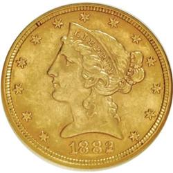 1882 $5 MS61 NGC