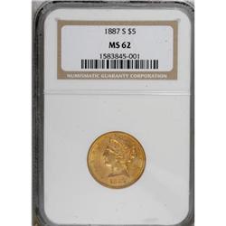 1887-S $5 MS62 NGC