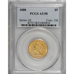 1888 $5 AU58 PCGS