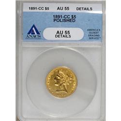 1891-CC $5 AU55 ANACS