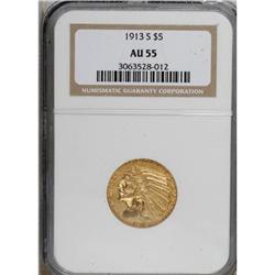 1913-S $5 AU55 NGC