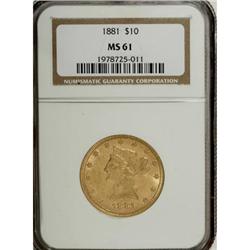 1881 $10 MS61 NGC