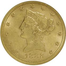1882 $10 MS62 NGC