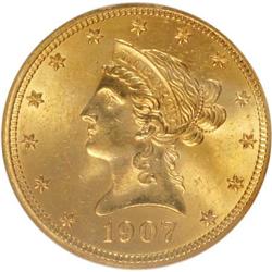1907 $10 MS62 NGC