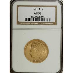 1911 $10 AU55 NGC
