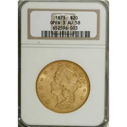 1873 $20 Open 3 AU58 NGC