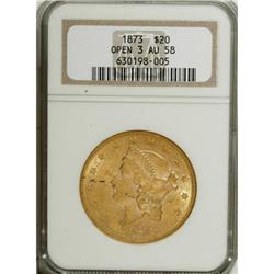 1873 $20 Open 3 AU58 NGC