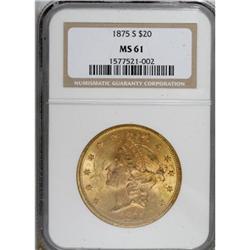 1875-S $20 MS61 NGC
