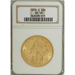 1876-S $20 AU58 NGC