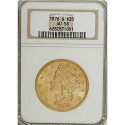 1876-S $20 AU58 NGC