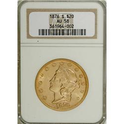 1876-S $20 AU58 NGC