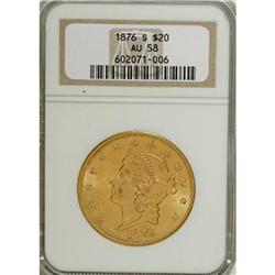 1876-S $20 AU58 NGC