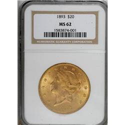 1893 $20 MS62 NGC