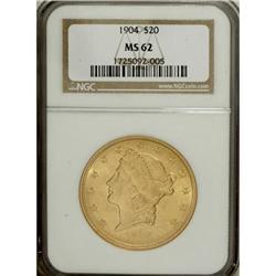1904 $20 MS62 NGC