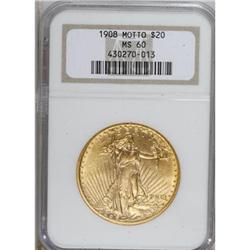 1908 $20 Motto MS60 NGC