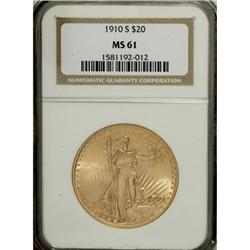 1910-S $20 MS61 NGC