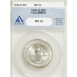 1936-D 50C Columbia MS64 ANACS