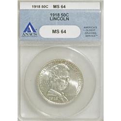 1918 50C Lincoln MS64 ANACS