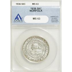 1936 50C Norfolk MS63 ANACS