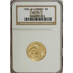 1986-W G$5 Statue of Liberty Gold Five Dollar MS70 NGC