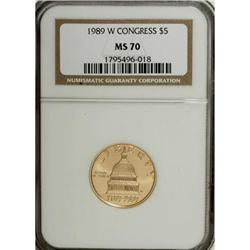 1989-W G$5 Congress Gold Five Dollar MS70 NGC
