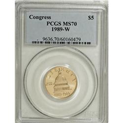1989-W G$5 Congress Gold Five Dollar MS70 PCGS