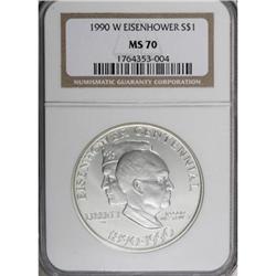 1990-W $1 Eisenhower Silver Dollar MS70 NGC