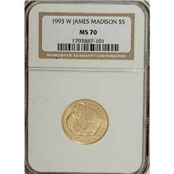 1993-W G$5 Bill of Rights Gold Five Dollar MS70 NGC