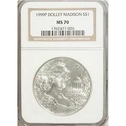 1999-P $1 Dolley Madison Silver Dollar MS70 NGC