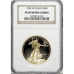 1986-W G$50 One-Ounce Gold Eagle Deep Cameo PR69 NGC