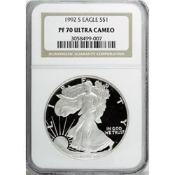 1992-S $1 Silver Eagle Deep Cameo PR70 NGC