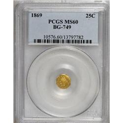 1869 25C Liberty Octagonal 25 Cents, BG-749, High R.5,