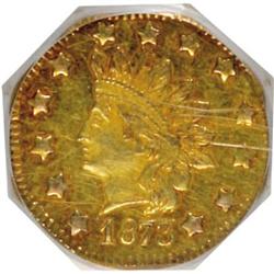 1873 $1 Indian Octagonal 1 Dollar, BG-1123, High R.4,