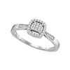 Image 1 : Round Diamond Square Cluster Ring 1/8 Cttw 10KT White Gold