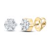 Image 1 : Round Diamond Flower Cluster Earrings 1/6 Cttw 14KT Yellow Gold