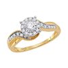 Image 1 : Diamond Cluster Bridal Wedding Engagement Ring 1/3 Cttw 14KT Yellow Gold